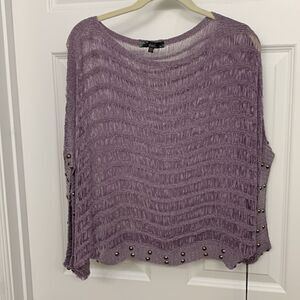 Sioni Size M/L drop shoulder sheer/bling dolman sleeve open weave top
